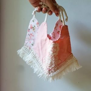 Kensie Baby Boho Bibs with Fringe & Crochet, 100% Cotton, set of two